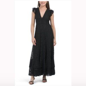 NWT Dalia Macphee Lace Maxi Dress With Covered Buttons in Size Small